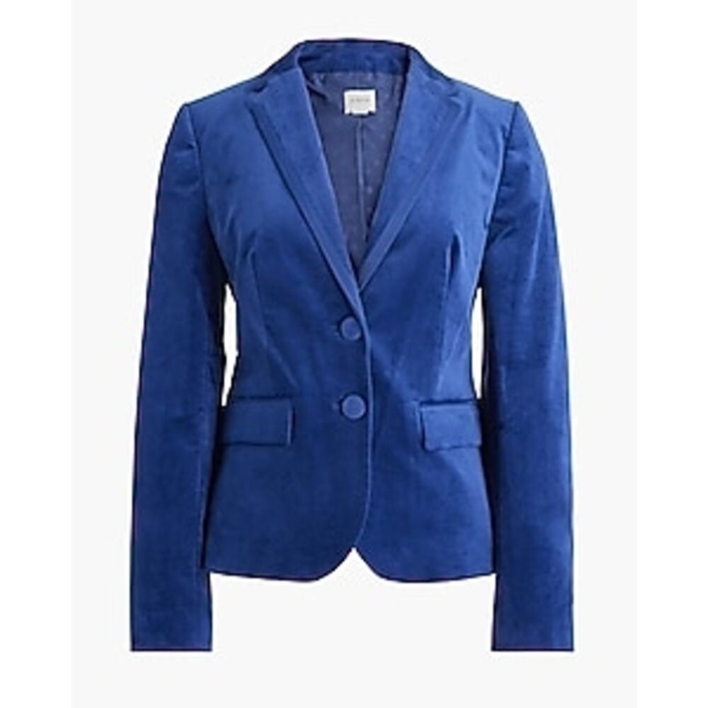 J. Crew Women's Velvet Schoolboy Blazer Coat Long Sleeves Navy Blue Size M NWOT